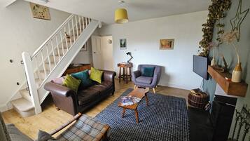 TV connectée, cheminée, jeux vidéo, livres