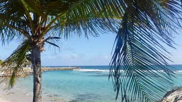 Plage, chaises longues, serviettes de plage