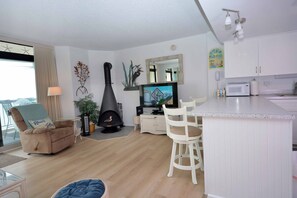 Interior - Comfortable, spacious 2 bedroom oceanfront condo with free WiFi, and a covered balcony with a wonderful ocean view located uptown just steps to the beach! (Ocean City)