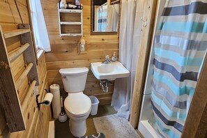Shower, towels - Incredible Lake Michigan views/sunsets. Intimate cottage with sandy beach. (Arcadia)