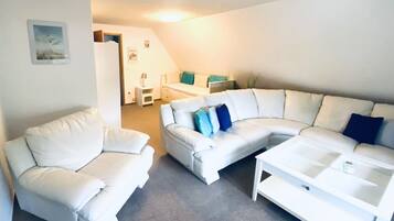 Fernseher, Kamin, Bücher