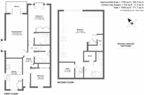 Floor plan - Carbis Bay Luxury 3 Bed Penthouse Apartment with Sea Views Parking Sauna Balcony (Carbis Bay)