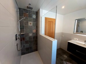 Douche, sèche-cheveux, serviettes fournies, papier toilette