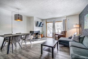 TV, fireplace