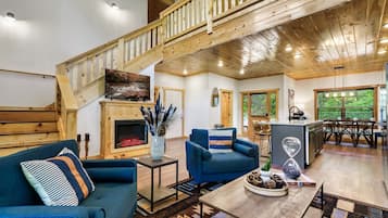 Smart TV, fireplace, video games