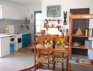 Fridge, oven, stovetop, electric kettle