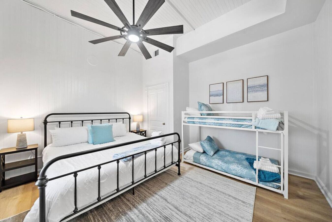 1 bedroom, desk, iron/ironing board, travel cot