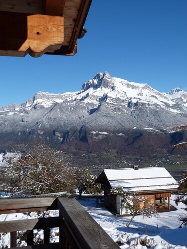 Appartement F2 dans chalet face au Mont Blanc (animaux non acceptés)