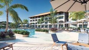 2 piscinas al aire libre, sombrillas, sillones reclinables de piscina