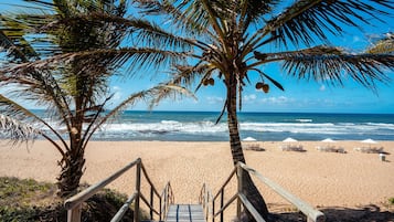 On the beach, white sand