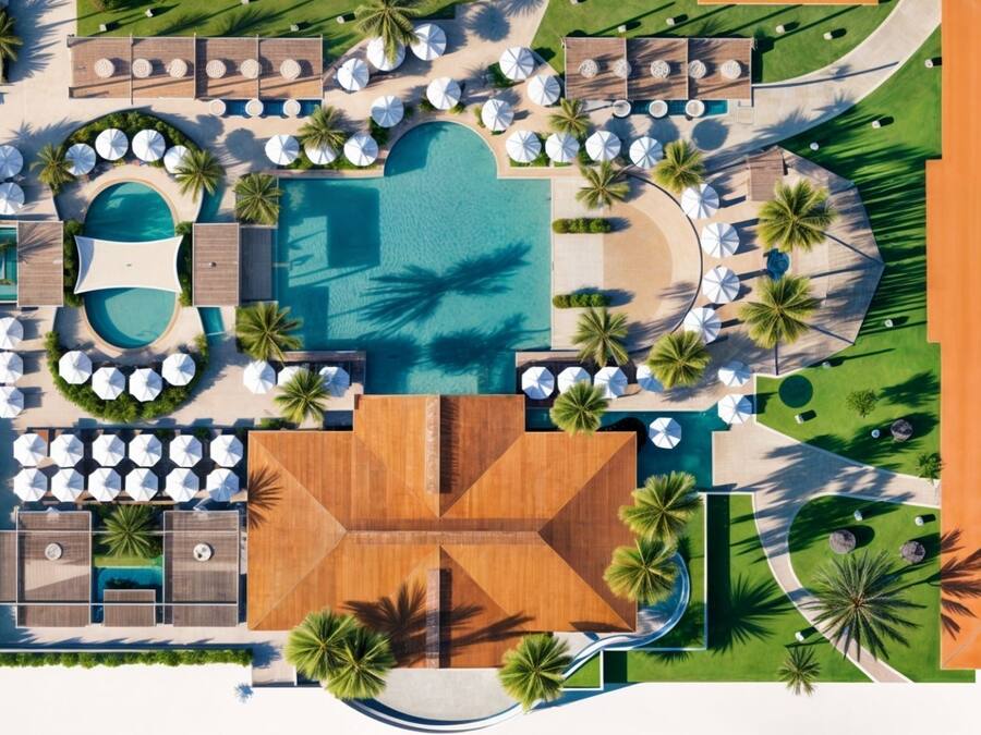 2 outdoor pools, pool umbrellas, pool loungers