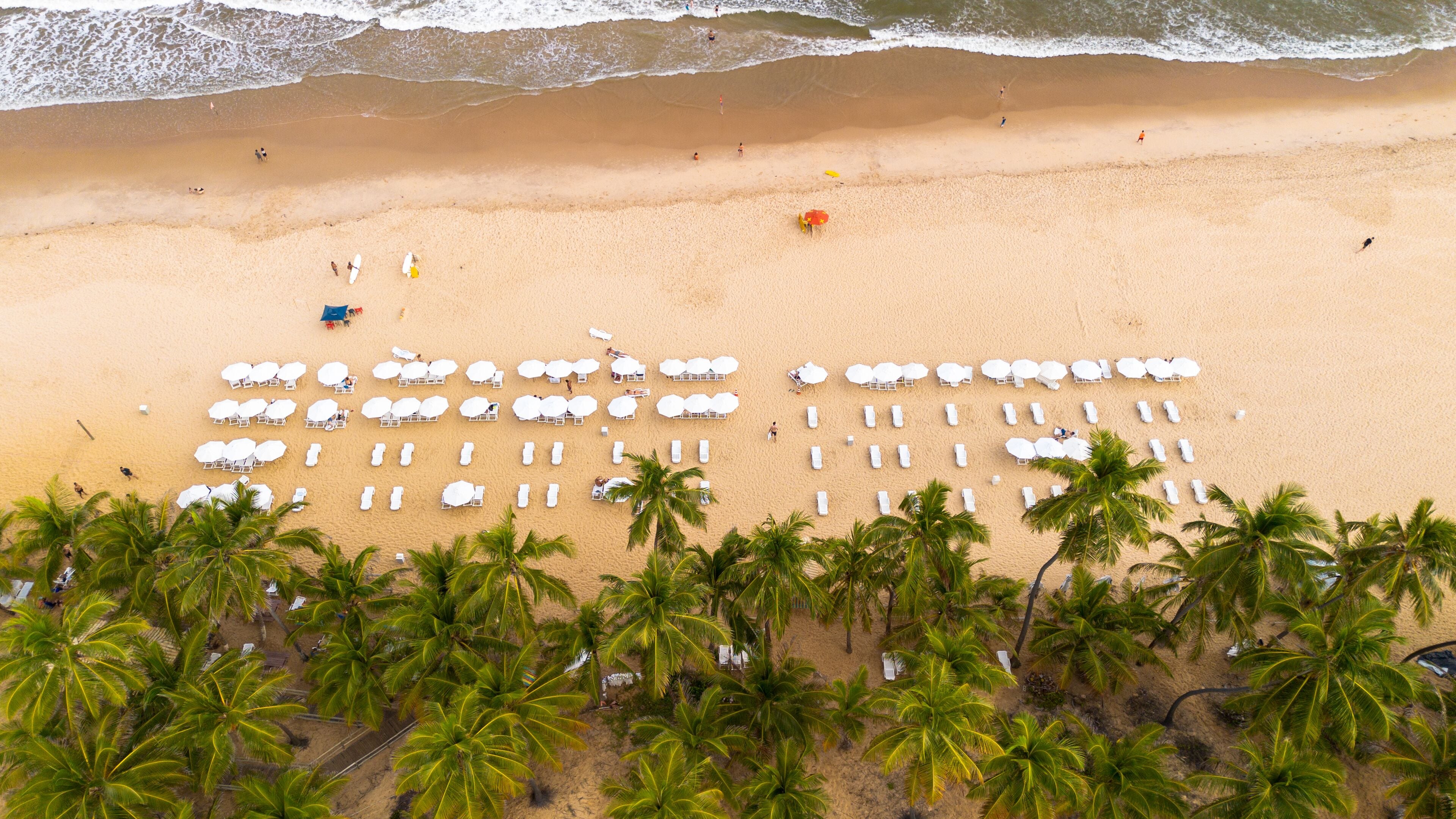 On the beach, white sand