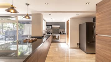 Grand Apartment | Private kitchen | Fridge, microwave, stovetop, espresso maker