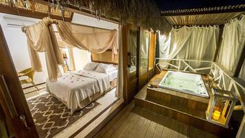 埃及棉床单、高档床上用品、迷你吧、客房内保险箱