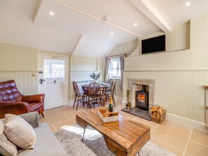 TV, fireplace