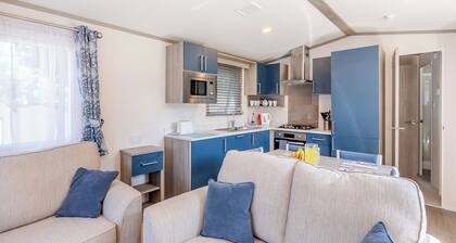 Spacious and luxurious 12ft-wide caravan with one double and one twin.
