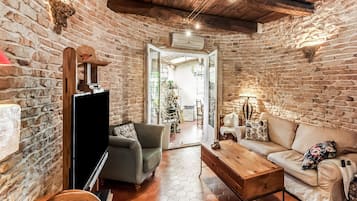Televisión y chimenea