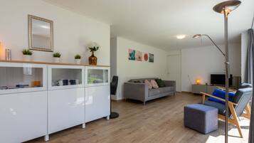 Televisión y chimenea