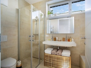 Bathtub, hair dryer