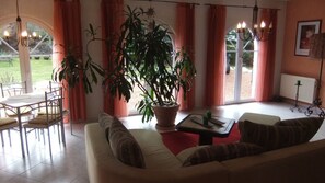 TV, fireplace, DVD player, books