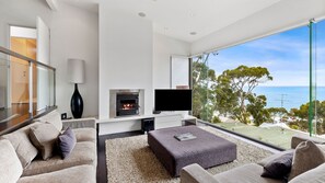 TV, fireplace