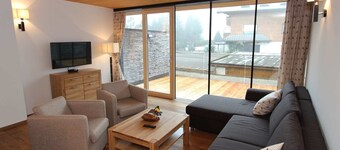 Luxury apartment with balcony and access to sauna