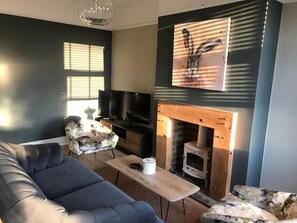 تلفزيون، مدفأة، كُتُب