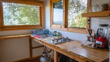 Fridge, cookware/dishes/utensils