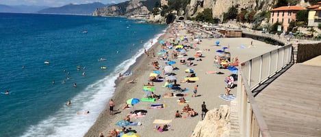 Beach nearby, sun loungers