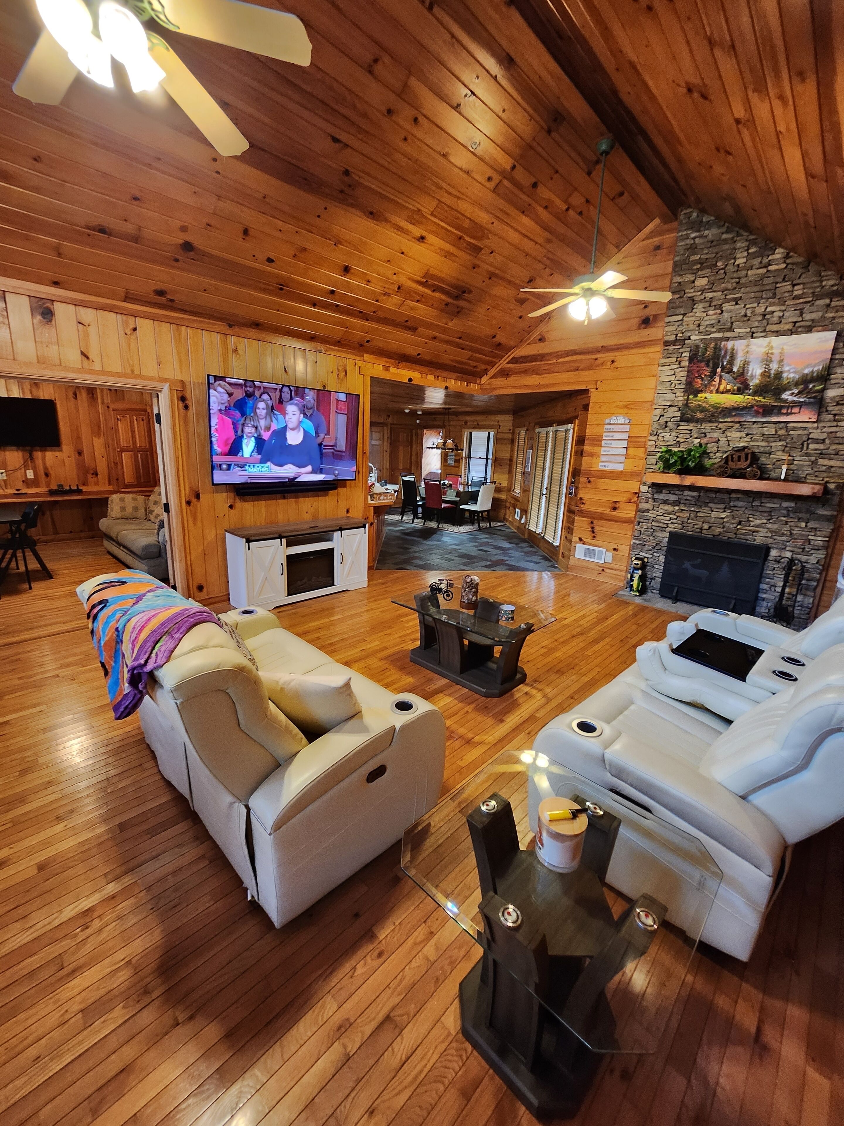 Smart-TV, Kamin, Videospiele, Bücher