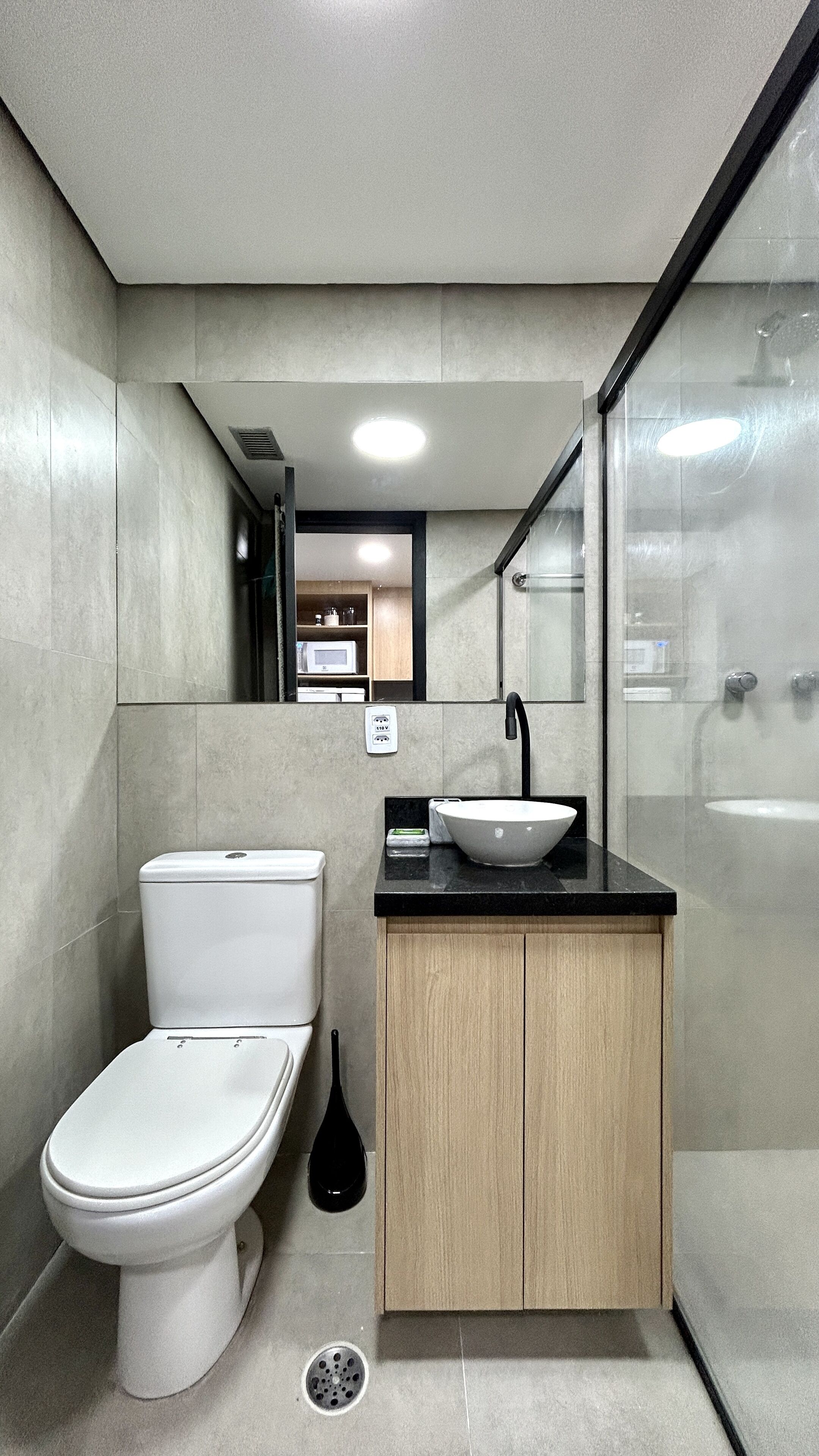Design Studio | Bathroom | Shower, hair dryer, soap, shampoo