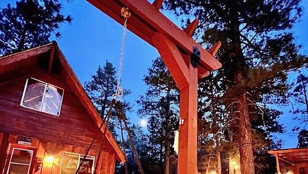 Unclassified image, 1 of 35, button - Pops Bear Cabin W/Outdoor Pub, Firepit W/Swing Chairs, BBQ, Games & More. (Big Bear)