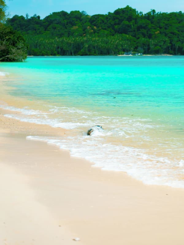 Plage, sable blanc, cabines gratuites, chaises longues