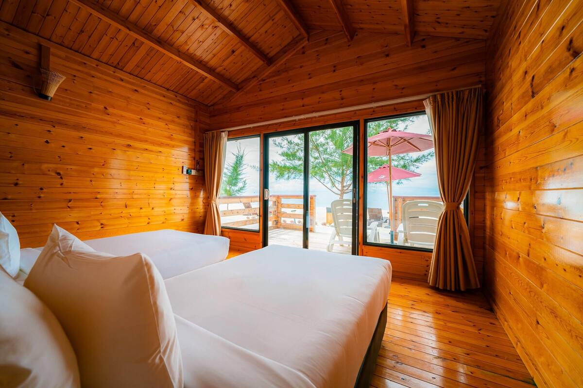 Premium-Villa, 2 Einzelbetten, Meerblick | Individuell eingerichtet, Bettwäsche