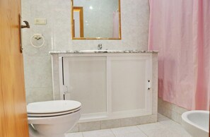 Combined shower/tub, hair dryer