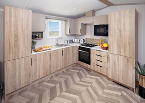 Fridge, oven, stovetop, toaster - 2 bedroom accommodation in Chapel St Leonards, Skegness (Chapel St Leonards, Skegness)