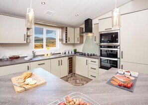 Fridge, oven, stovetop, toaster - Luxury Willow Lodge (Sleeps 4) (Cockburnspath, Nr Dunbar)