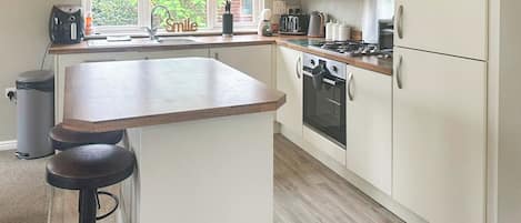 Fridge, oven, stovetop, toaster