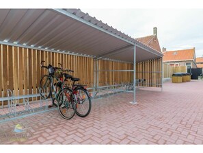 Guests can park their bicycles in this secure outdoor area.