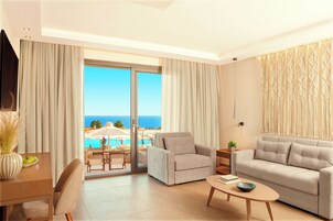 Executive Bungalow Suite Sea View | Biancheria in cotone egiziano, biancheria da letto di alta qualità