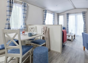 Dining - New in 2020 - 12ft wide caravan with one double, two twin. (Milford-on-Sea, Nr Lymington)