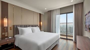 Premium bedding, down comforters, memory foam beds, in-room safe