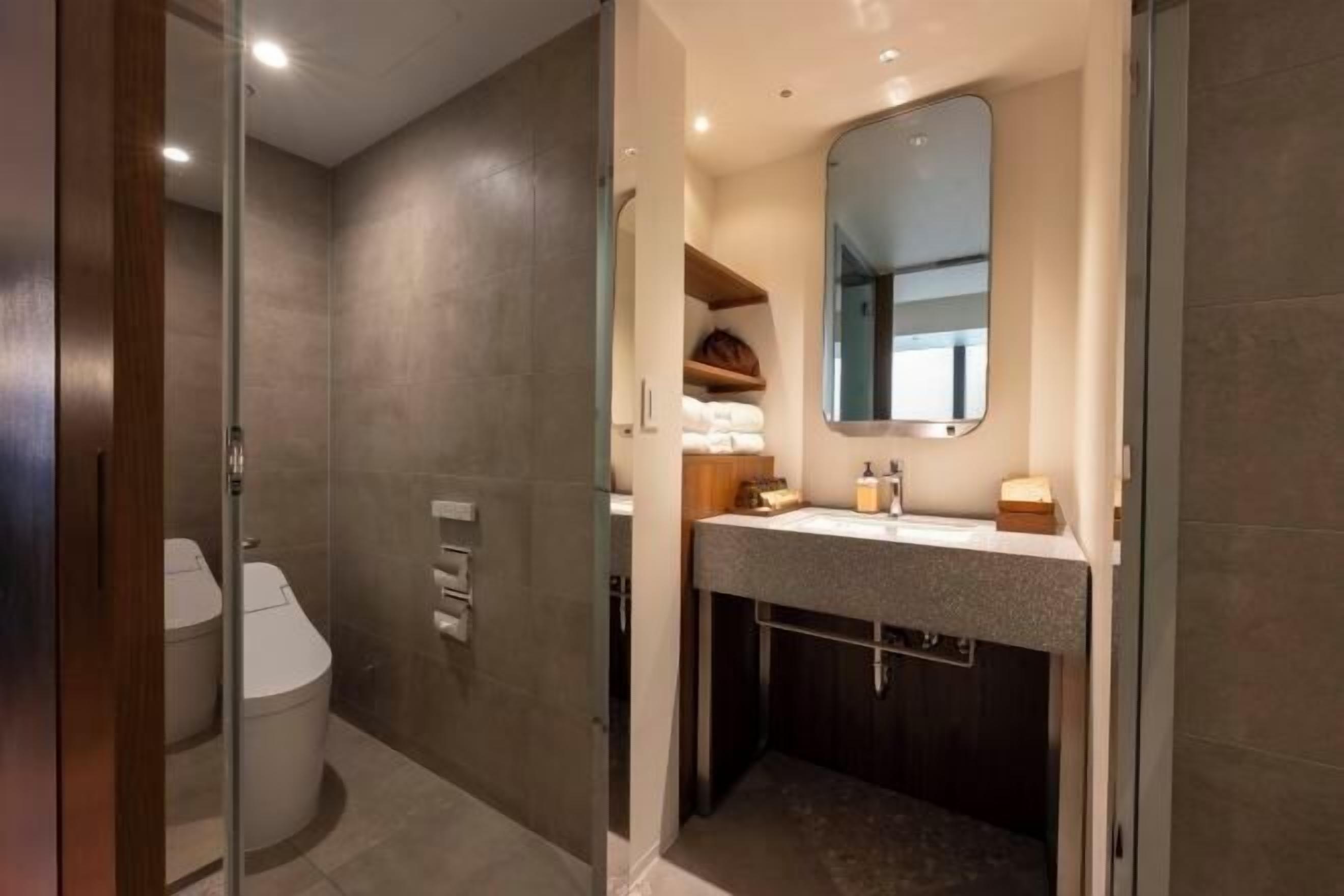 Hårføner, tøfler, bidé og håndklær