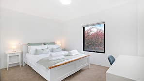 3 bedrooms, desk, iron/ironing board, travel cot