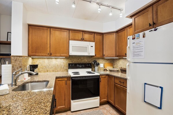 Fridge, microwave, stovetop, dishwasher