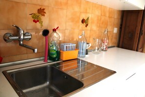 Großer Kühlschrank, Ofen, Geschirrspüler, Kochgeschirr/Geschirr/Besteck