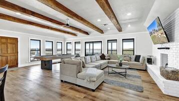 Smart TV, DVD player, books, music library