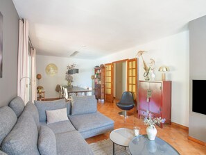 TV, lareira, DVD player