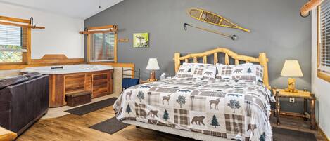 Cabaña romántica, 1 cama King size | Decoración personalizada y muebles diferentes