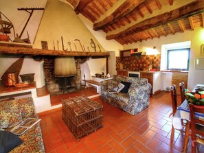 Fireplace - Farmhouse with pool, views (Castiglione D'orcia)